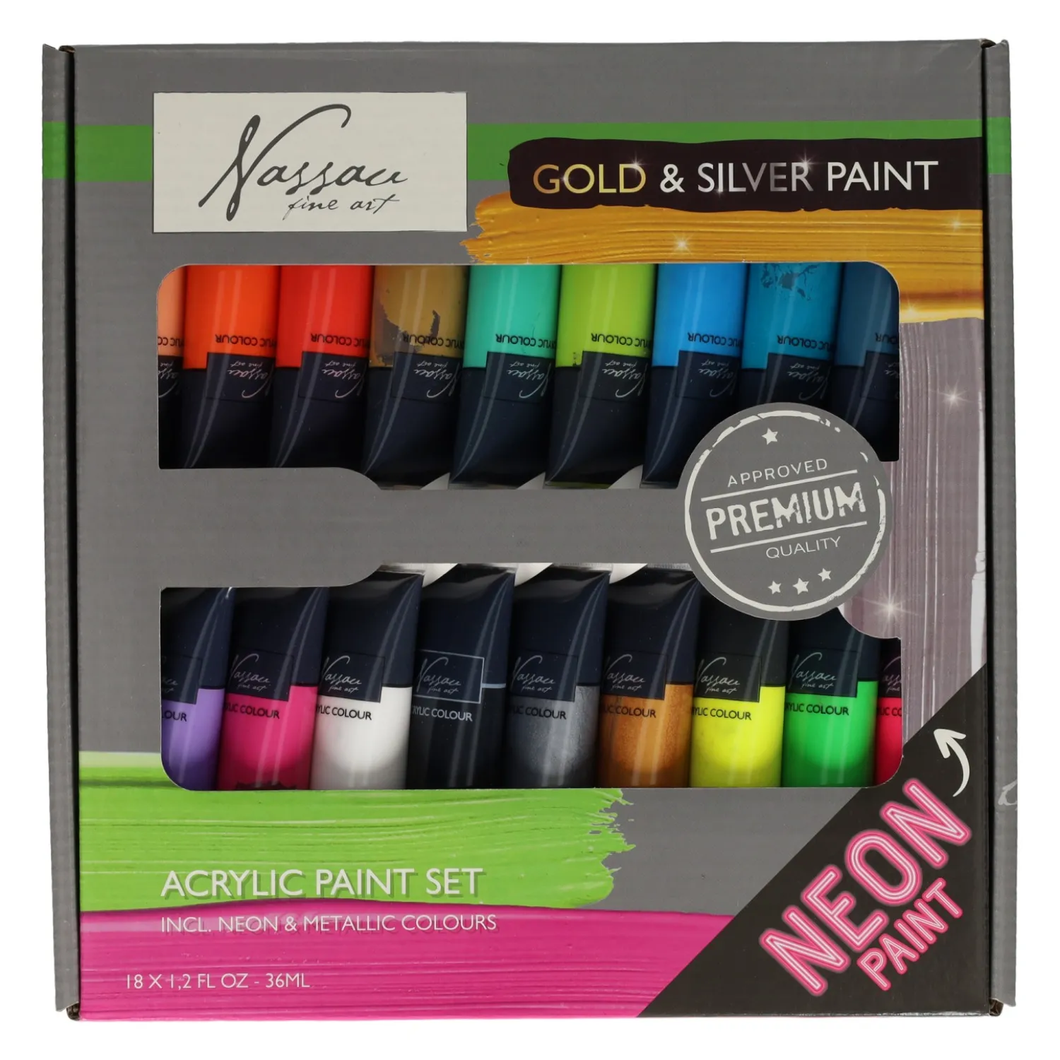 Creative Craft Group Acrylverf Fluor en Metallic Kleuren, 18x36 ml Discount