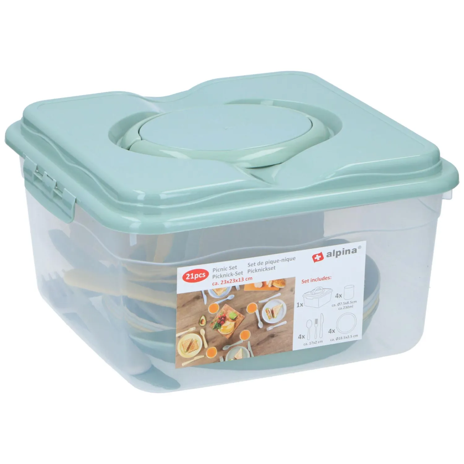 Alpina Picknickset in Opbergbox, 21dlg.>