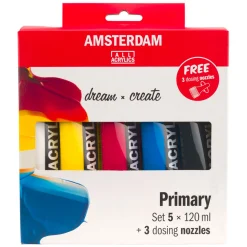 Amsterdam Standard Series Acrylverf Primaire Set 120ml, 5dlg. + 3 Doseertuiten-Bruynzeel Outlet