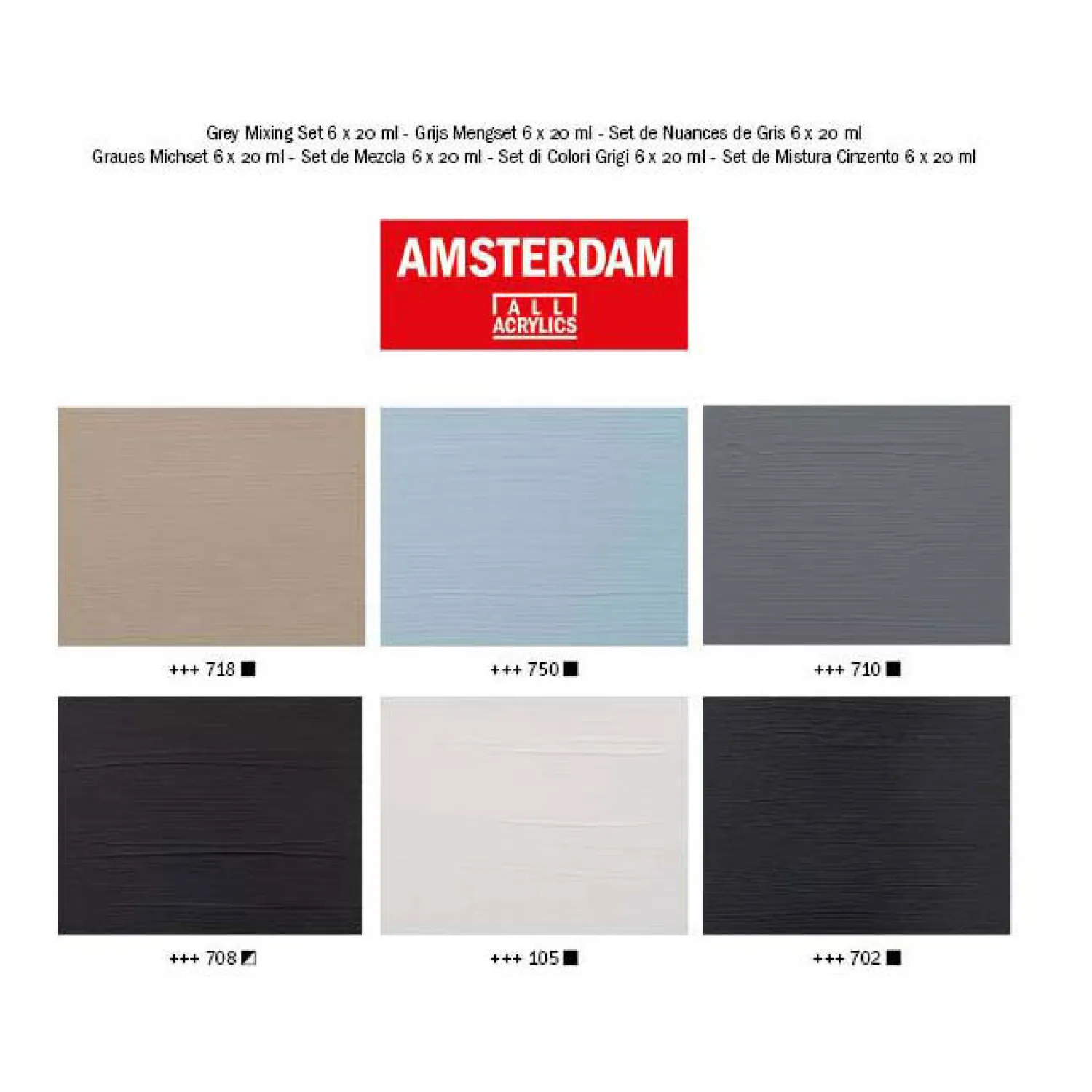 Bruynzeel Amsterdam Standard Series Acrylverf Grijstinten Set 20ml, 6dlg. Sale