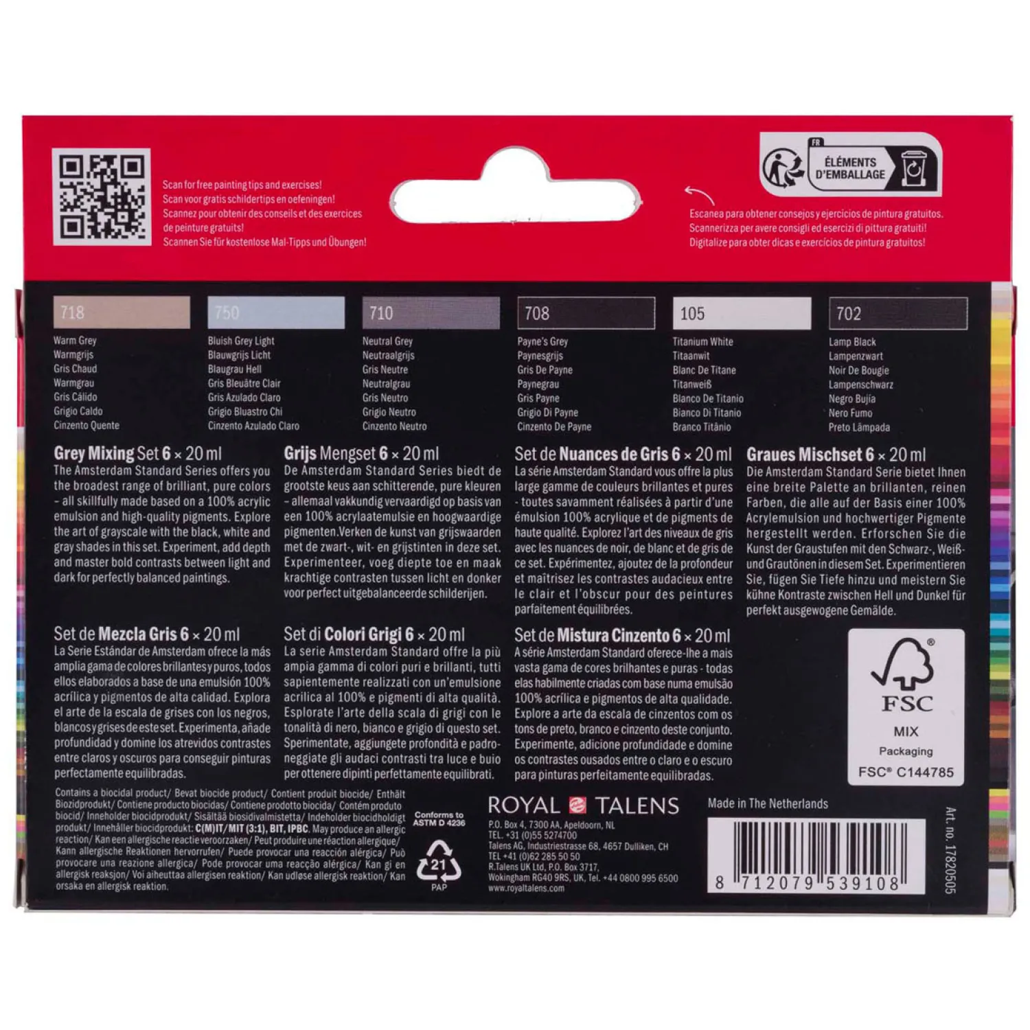 Bruynzeel Amsterdam Standard Series Acrylverf Grijstinten Set 20ml, 6dlg. Sale