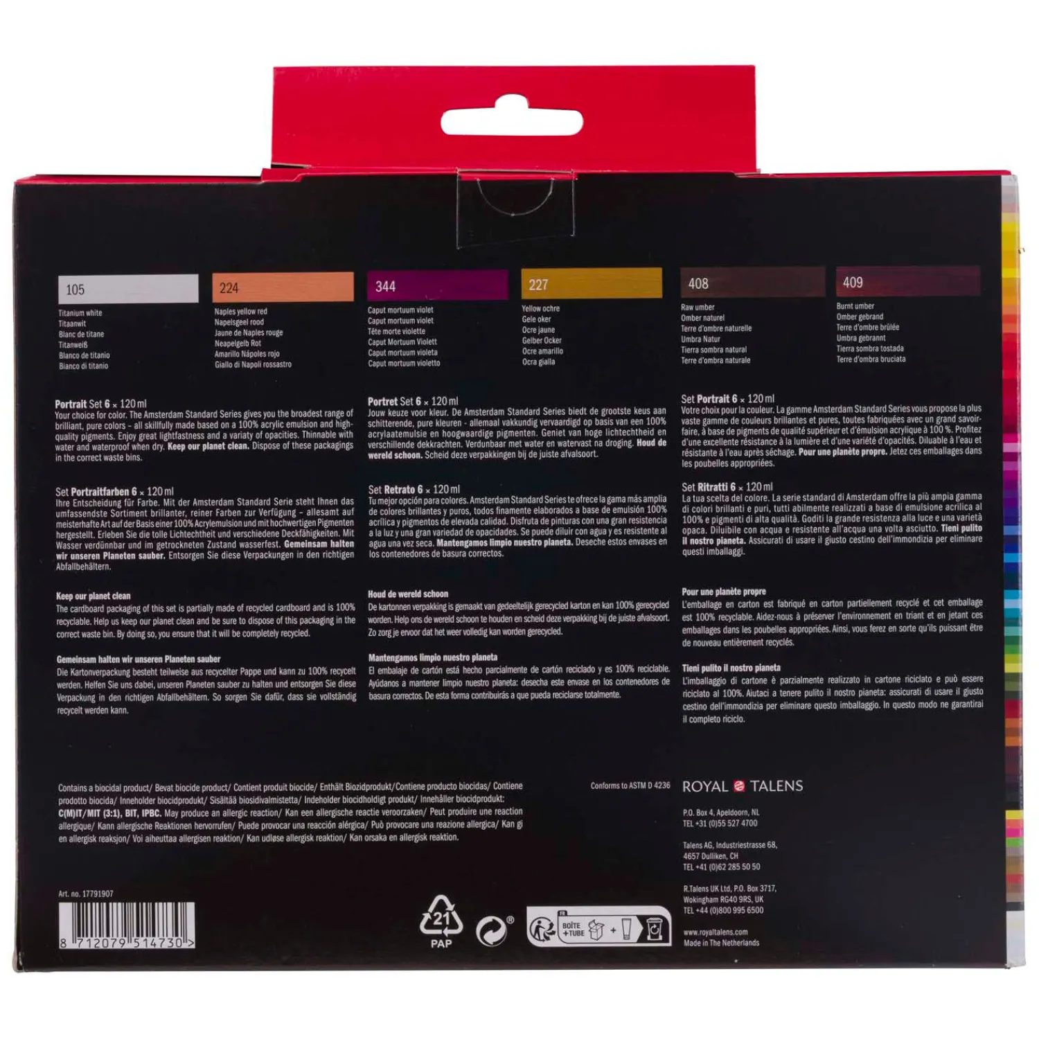 Bruynzeel Amsterdam Standard Series Acrylverf Portret Set 120ml, 6dlg.
