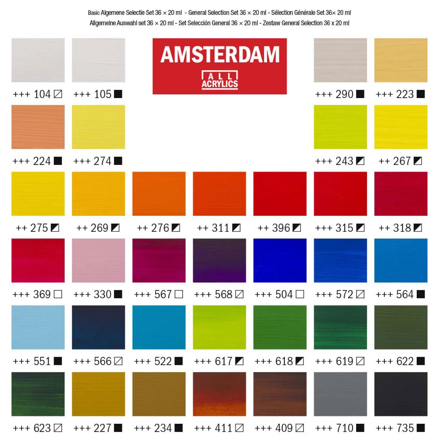 Amsterdam Standard Series Acrylverf Algemene Selectie Set 20ml, 36dlg.-Bruynzeel New