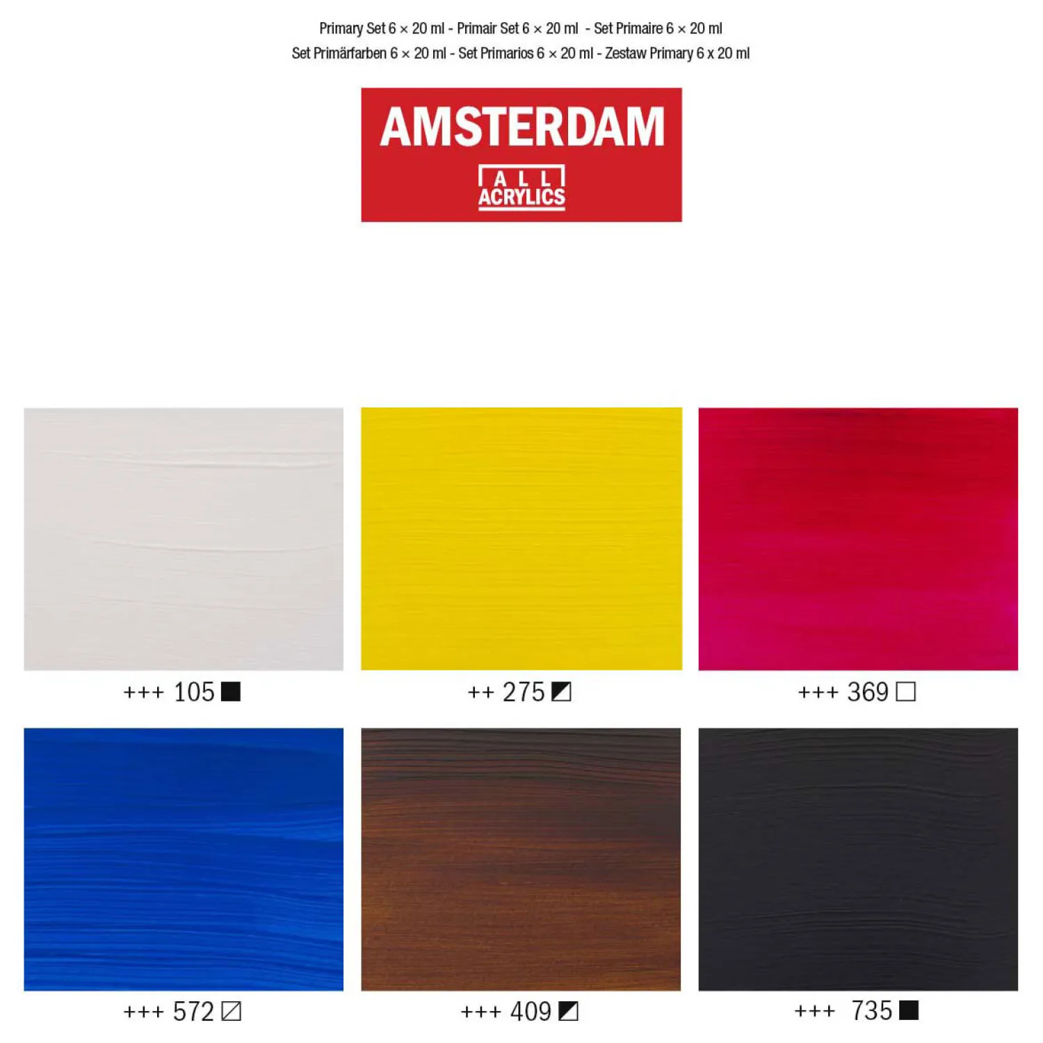 Amsterdam Standard Series Acrylverf Primaire Set 20ml, 6dlg.-Bruynzeel Best