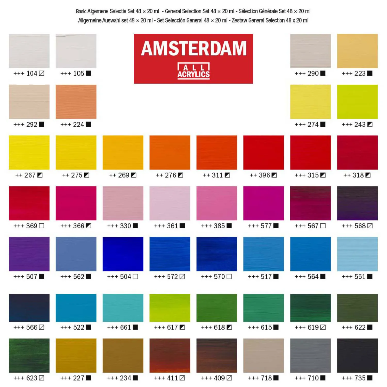 Amsterdam Standard Series Acrylverf Algemene Selectie Set 20ml, 48dlg.>Bruynzeel Outlet