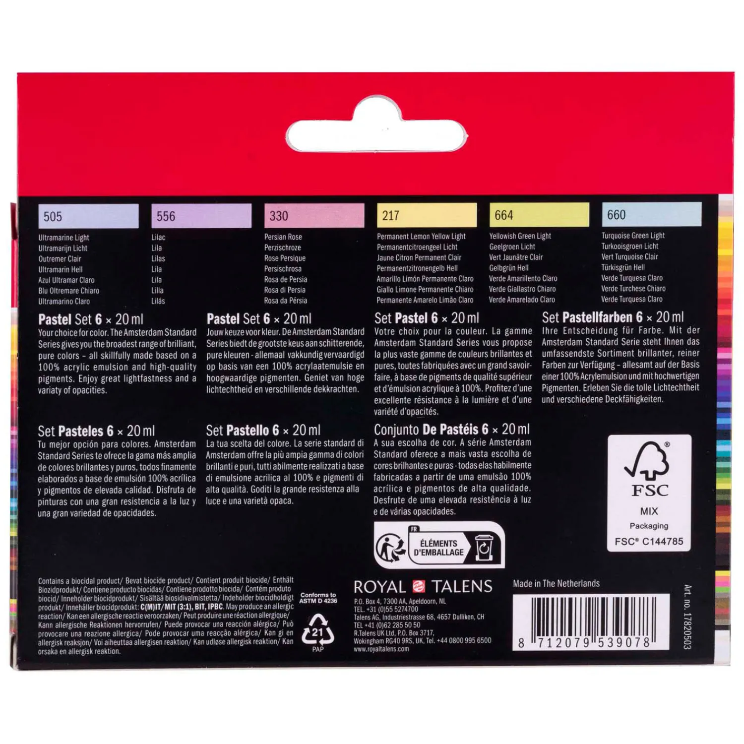 Amsterdam Standard Series Acrylverf Pastel Set 20ml, 6dlg.>Bruynzeel Discount