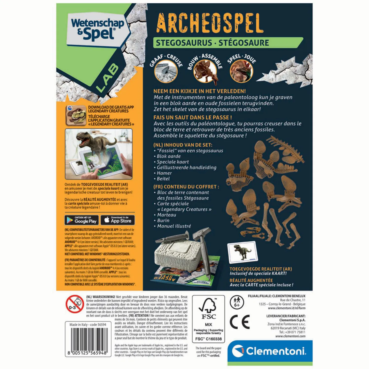 Archeo Spel Stegosaurus-Clementoni Clearance