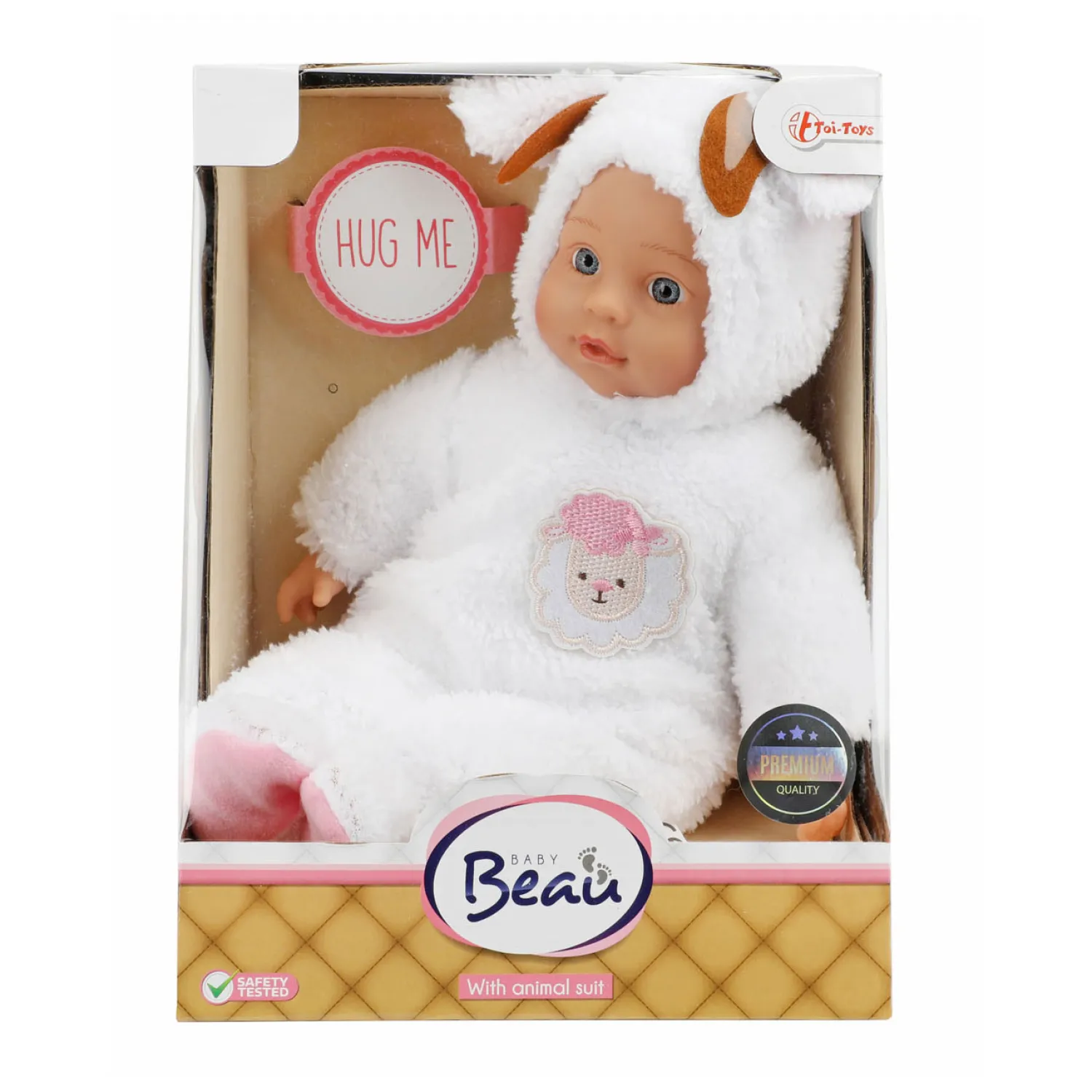Beau Baby Babypop in Dierenpakje Schaap New