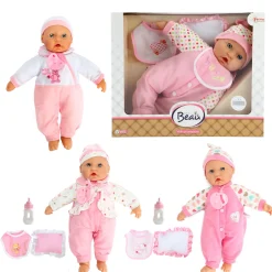 Baby Babypop met Fles en Slabber, 40cm>Beau Outlet