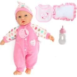 Baby Babypop met Fles en Slabber, 40cm><noscript><img width=