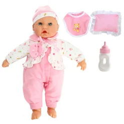 Baby Babypop met Fles en Slabber, 40cm><noscript><img width=