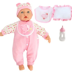 Baby Babypop met Fles en Slabber, 40cm><noscript><img width=