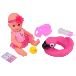 Drink- en Plaspop, 30cm met Accessoires-Baby Rose Clearance