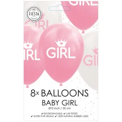 Ballonnen Dochter Baby Roze/Wit 30cm, 8st.-Globos Discount