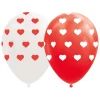 Ballonnen Hartjes Rood/Wit 30cm, 8st.>Globos Discount