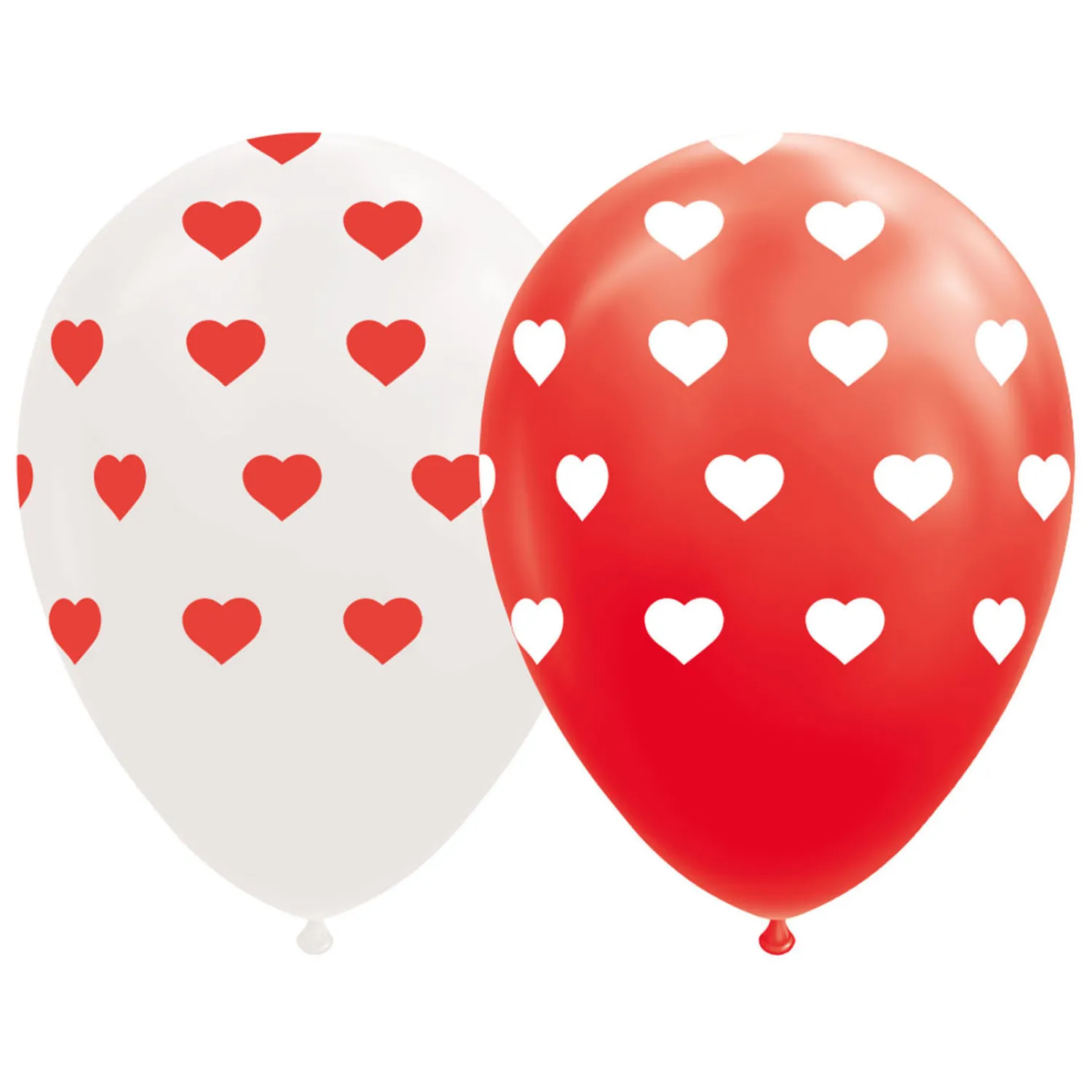 Ballonnen Hartjes Rood/Wit 30cm, 8st.>Globos Discount