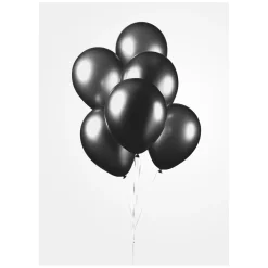 Ballonnen Metallic Zwart 30cm, 10st.-Globos New