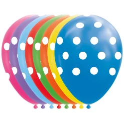 Ballonnen Stippen Mix Kleuren 30cm, 8st.-Globos Outlet
