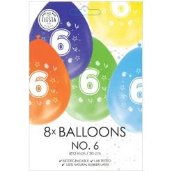 Ballonnen 2-zijdig Geprint Cijfer 6, 8st.-Globos Outlet