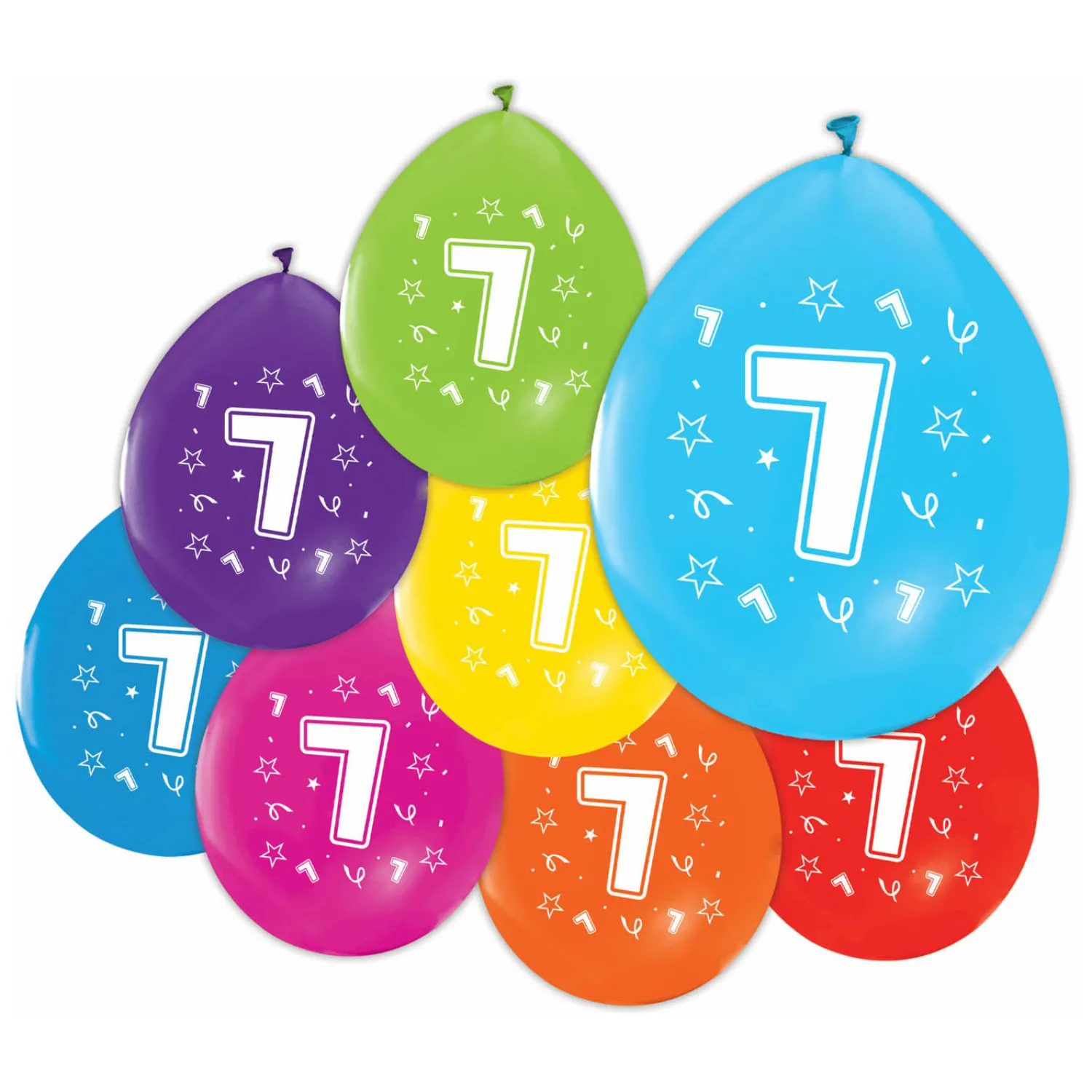 Ballonnen 2-zijdig Geprint Cijfer 7, 8st.>Globos Clearance