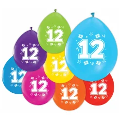 Ballonnen 2-zijdig Geprint Cijfer 12, 8st.>Globos Best