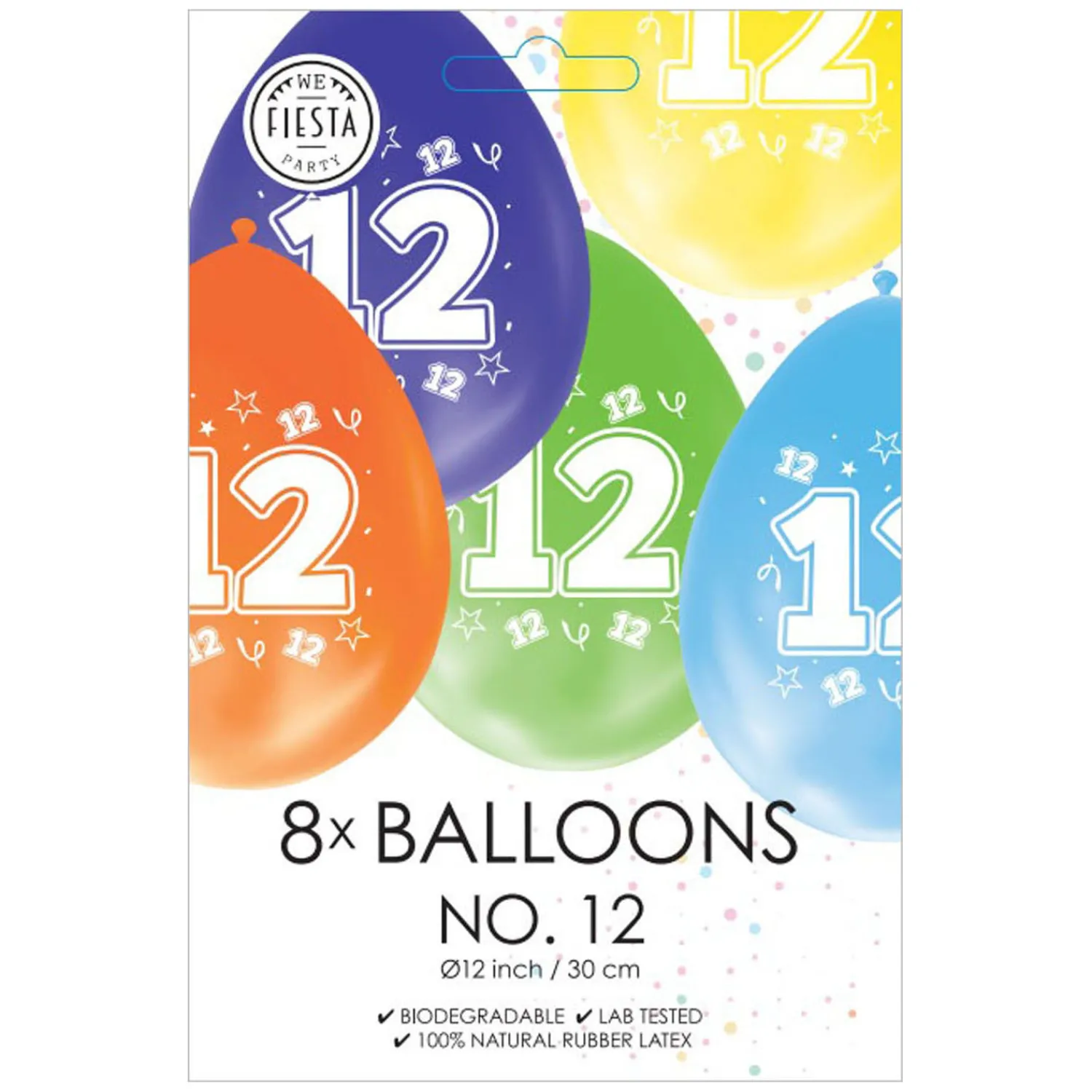 Ballonnen 2-zijdig Geprint Cijfer 12, 8st.>Globos Best