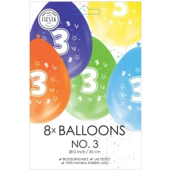 Globos Ballonnen 2-zijdig Geprint Cijfer 3, 8st.