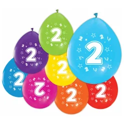 Ballonnen 2-zijdig Geprint Cijfer 2, 8st.>Globos Best