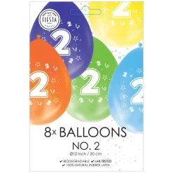 Ballonnen 2-zijdig Geprint Cijfer 2, 8st.>Globos Best