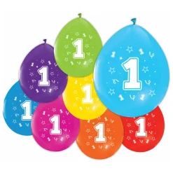Globos Ballonnen 2-zijdig Geprint Cijfer 1, 8st. New
