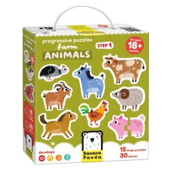 - Oplopende Puzzels Boerderijdieren - 33st.-Banana Panda Hot