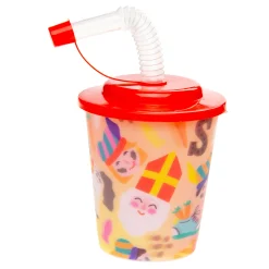 Beker met Deksel en Rietje Sinterklaas, 12st.-Duckiez New