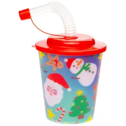 Beker met Deksel en Rietje Kerst, 12st.-Duckiez Online