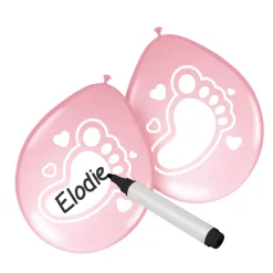 Beschrijfbare Ballonnen Geboorte Meisje, 6st.>Folat BV Sale