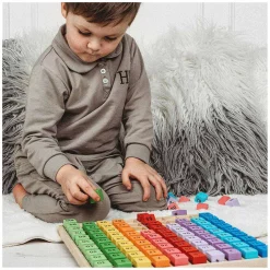 Houten Cijferblokken in een Vakjesbord, 100dlg.-Bigjigs Discount