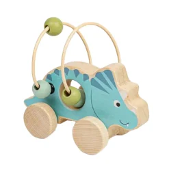 Houten Duwfiguur Triceratops met Kralenframe>Bigjigs Outlet
