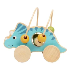 Houten Duwfiguur Triceratops met Kralenframe>Bigjigs Outlet