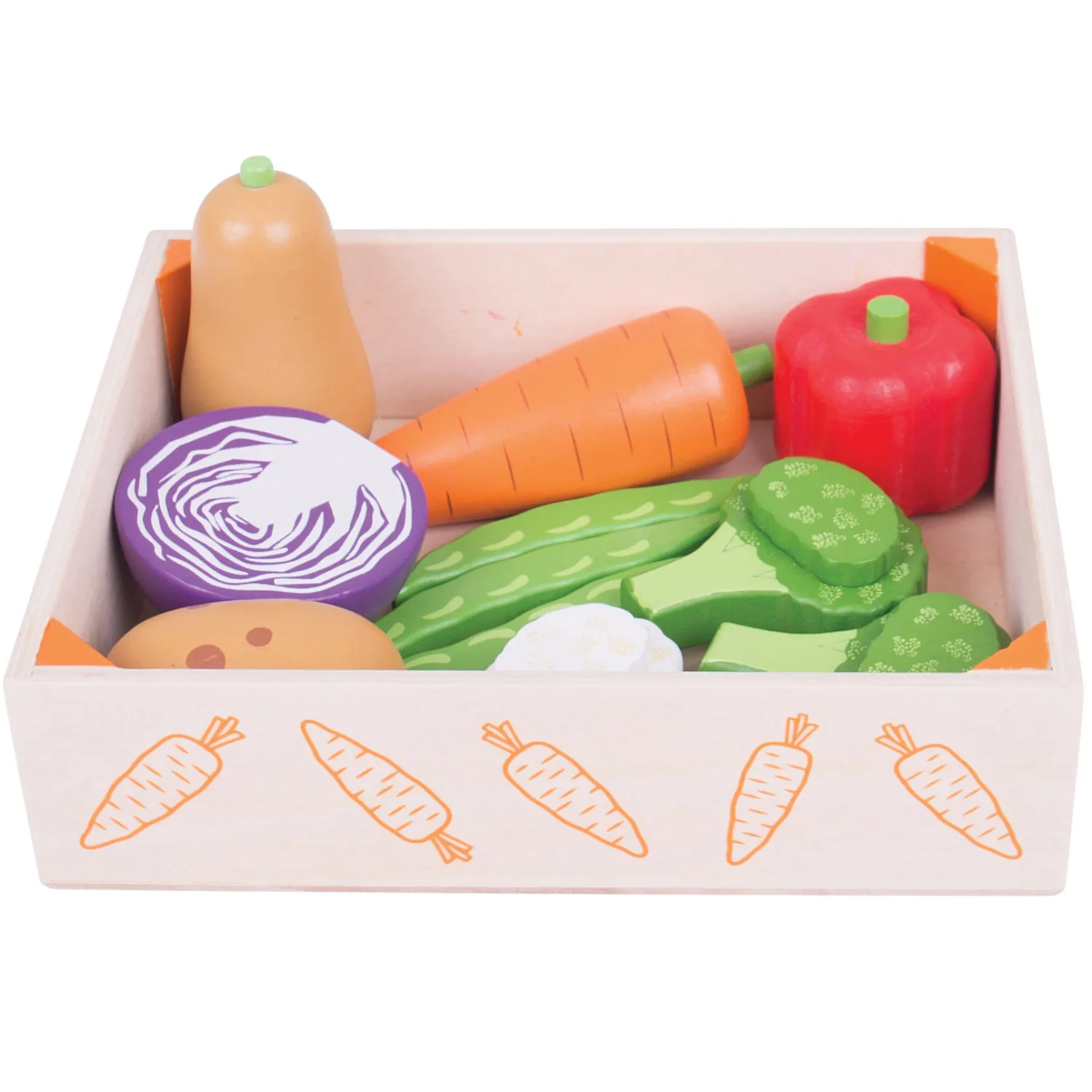 Houten Kistje met Groenten, 12 dlg.>Bigjigs New