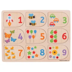 Houten Leerpuzzel Getallen, 18dlg.>Bigjigs Best