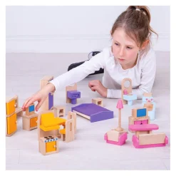 Houten Poppenhuis Meubels, 27dlg.><noscript><img width=