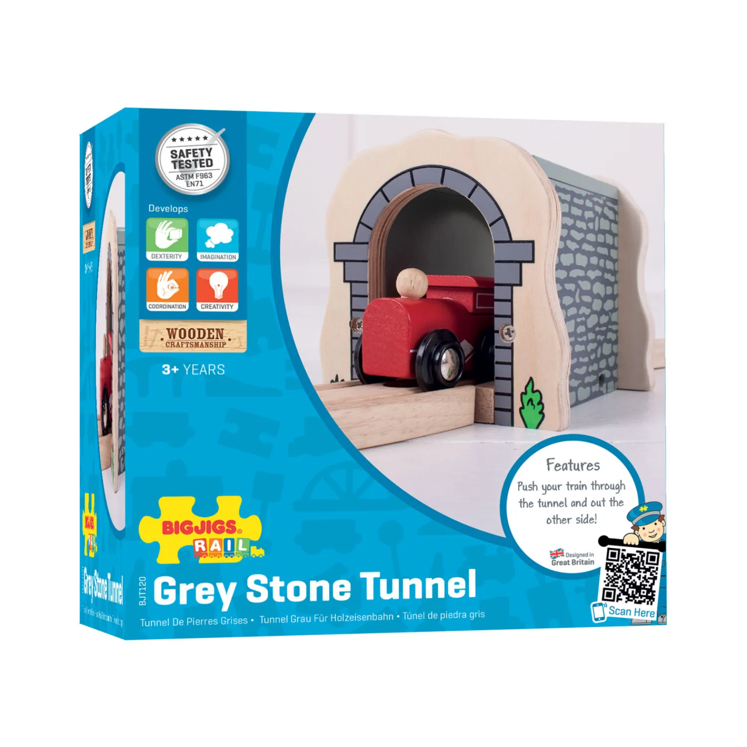Houten Rails - Grijze Tunnel-Bigjigs Discount