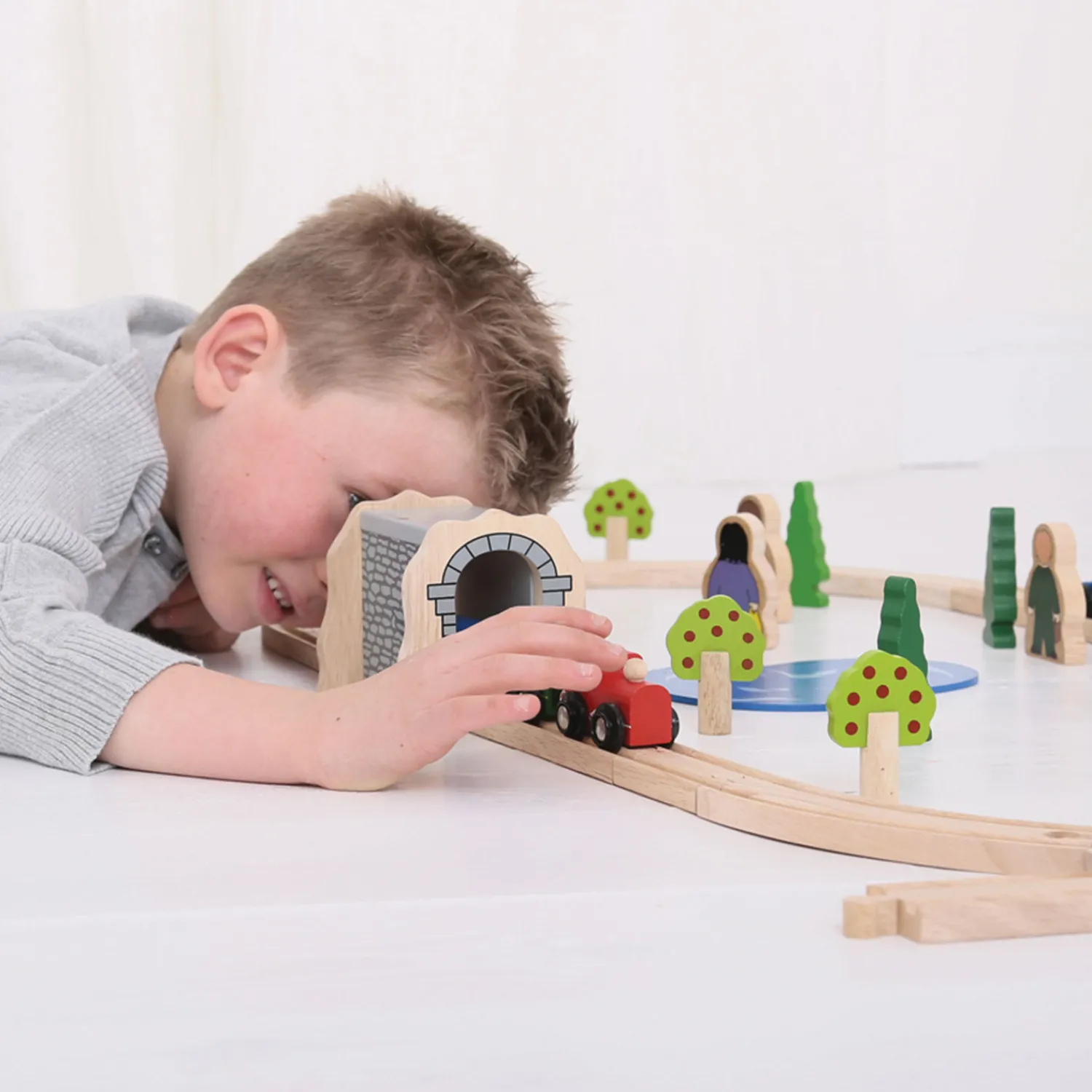 Houten Rails - Grijze Tunnel-Bigjigs Discount