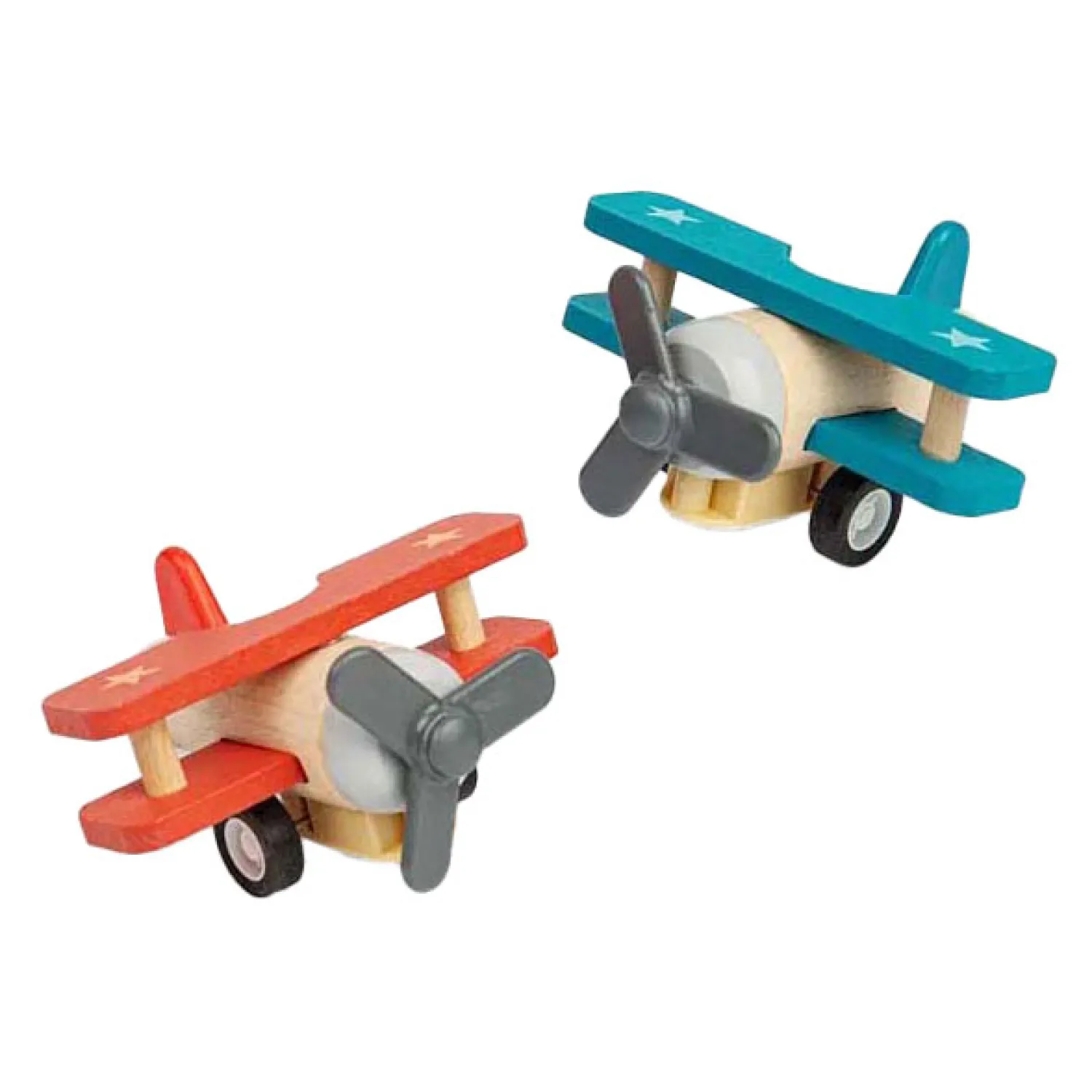 Houten Terugtrek Dubbeldekker Vliegtuig-Bigjigs Sale