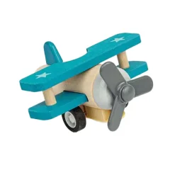 Houten Terugtrek Dubbeldekker Vliegtuig-Bigjigs Sale