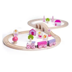 Houten Treinset - Roze, 40dlg.-Bigjigs Discount