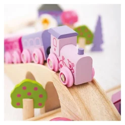 Houten Treinset - Roze, 40dlg.-Bigjigs Discount