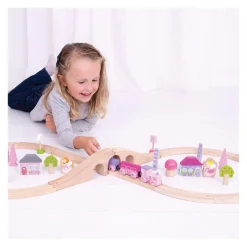 Houten Treinset - Roze, 40dlg.-Bigjigs Discount