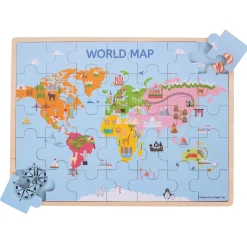 Houten Wereldkaart Puzzel, 35dlg.>Bigjigs