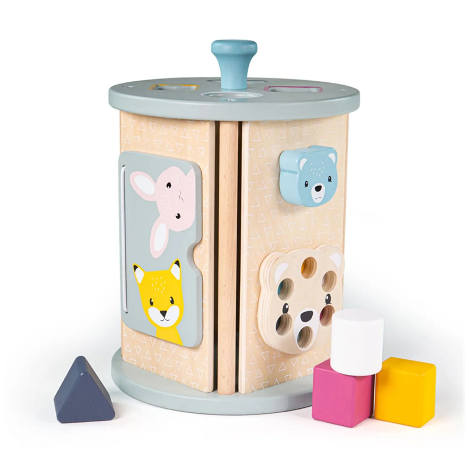 Bigjigs Rollende Activiteitenbox en Vormenstoof van Hout, 5dlg.