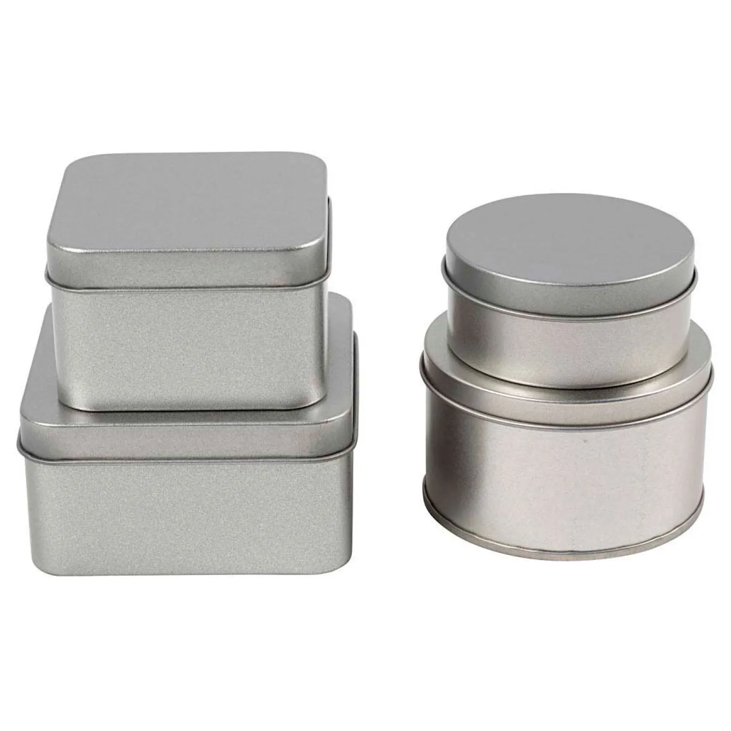 Blikjes Cirkel en Vierkant - 4st.>Creativ Company Outlet